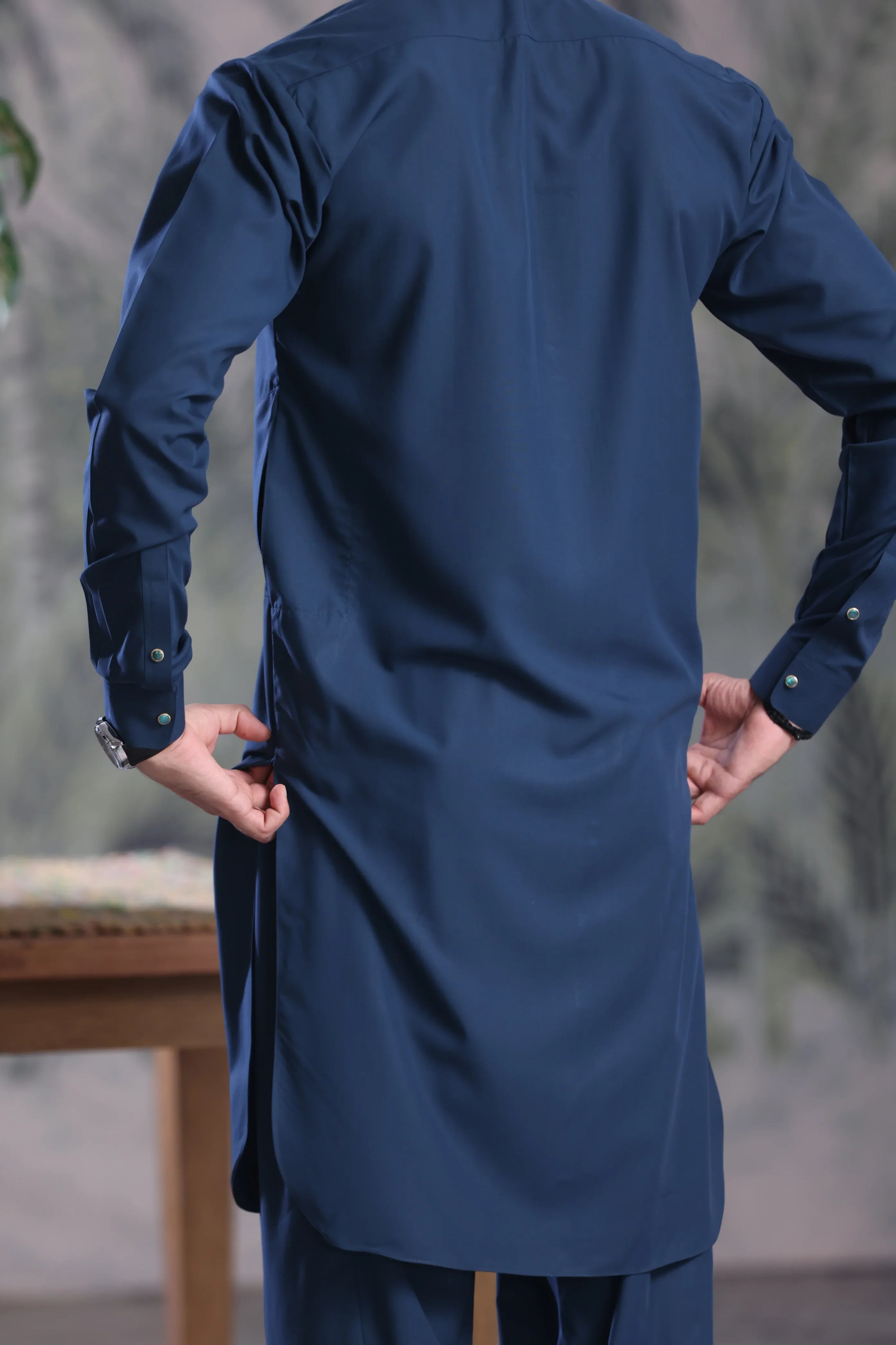Stitched Elegant Collar Kameez Shalwar With Logo for Men -  Zinc
