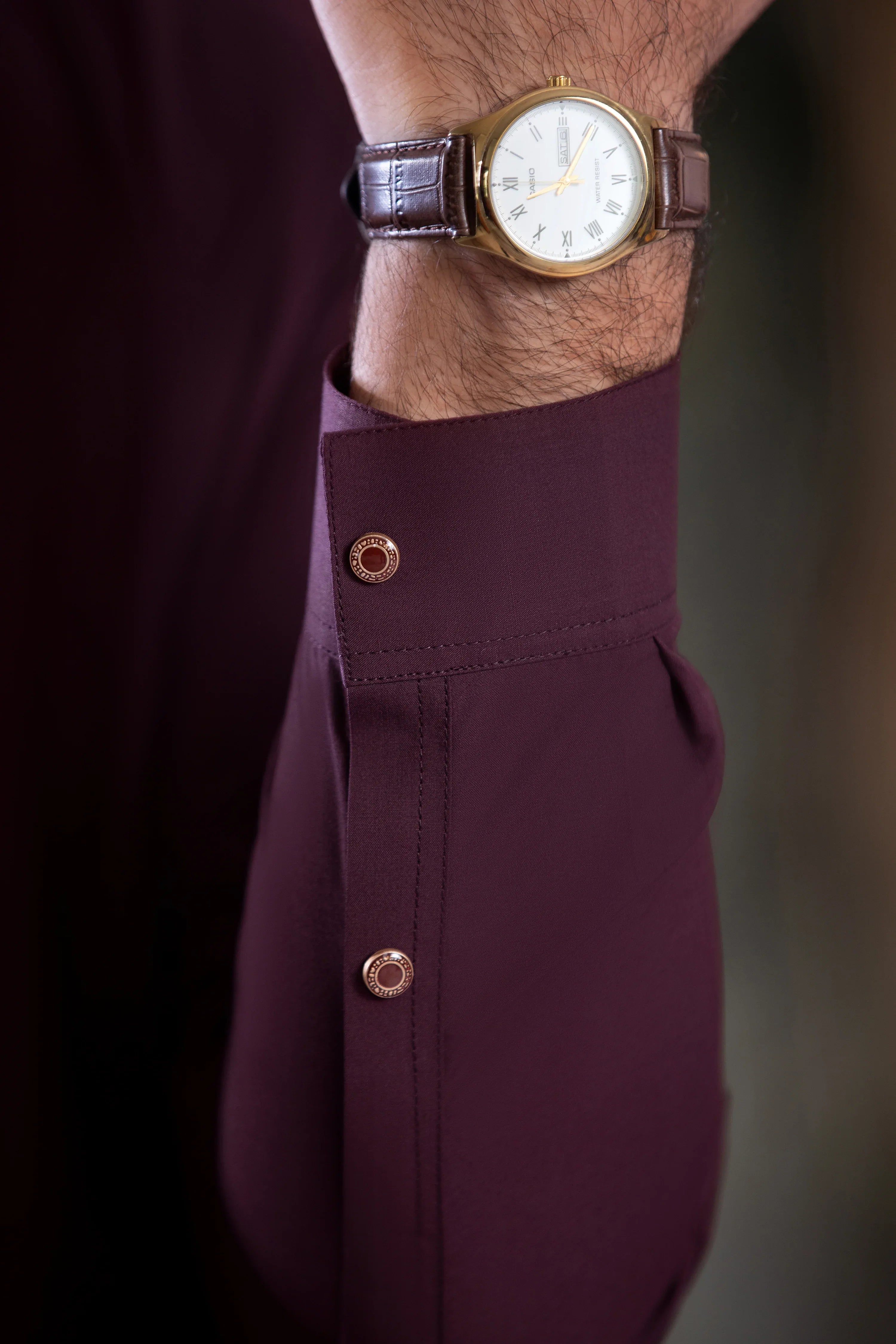 Stitched Premium Collar Kameez Shalwar for Men - Maroon