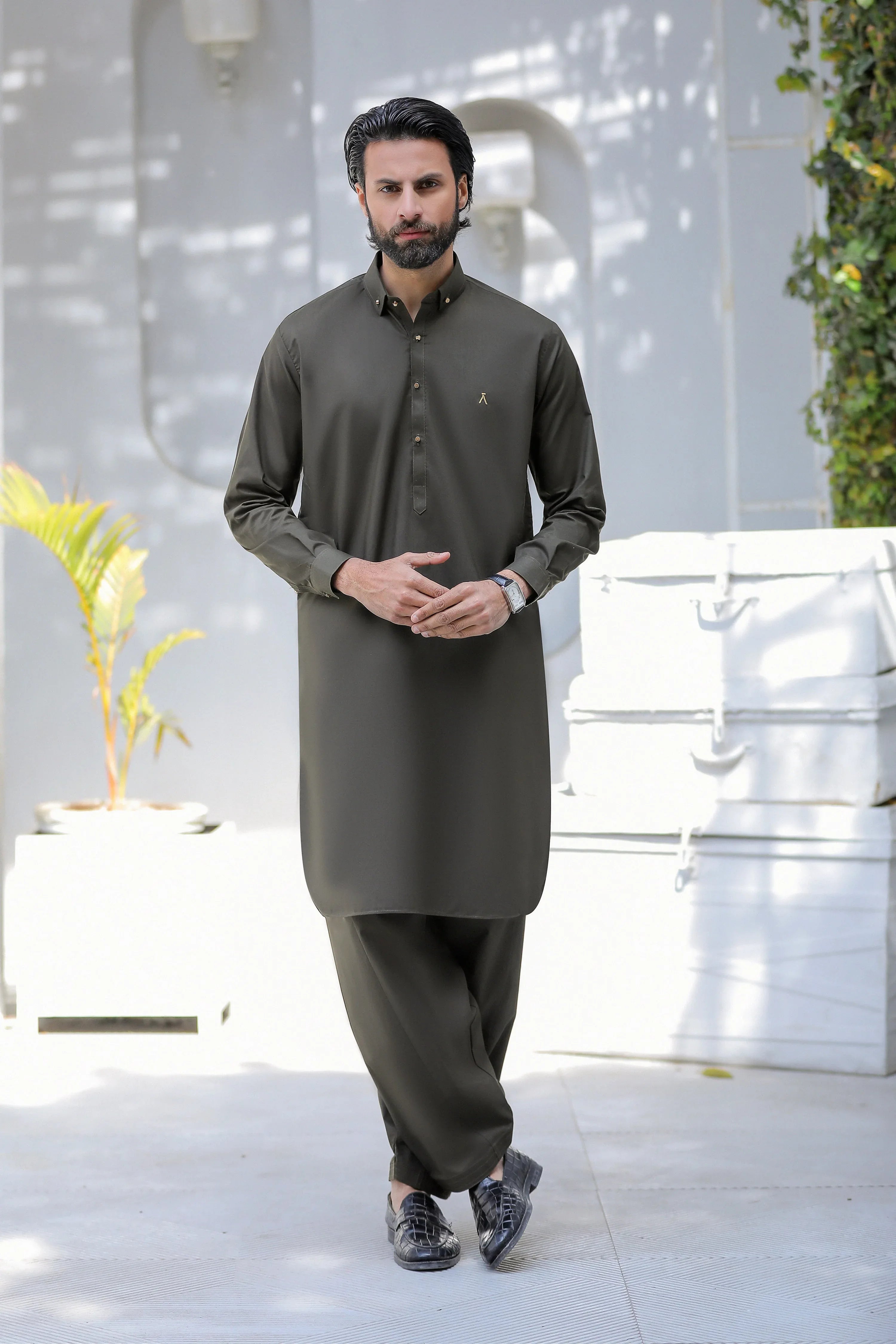 Stitched Signature Logo Shalwar Kameez for Men - A Man